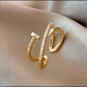 Gold Plated Nail Ring Adjustable
